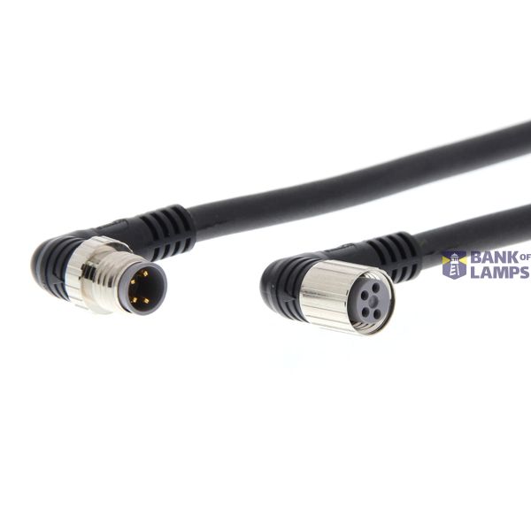 Cable with connectors on both cable ends, M8 right-angle socket (female), M8 right-angle plug (male), 4-poles, PVC robot cable, IP67, 2 m XS3W0005G image 1