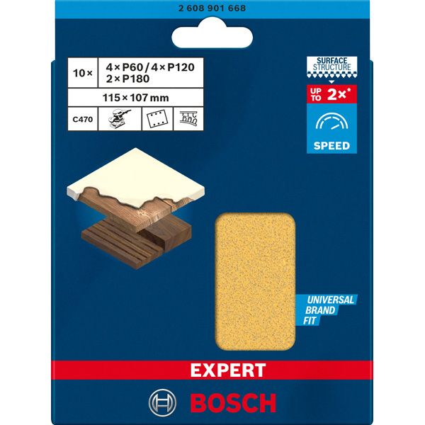 EXPERT C470 Sandpaper Set 115 x 107 mm, G 60/120/180, 10-pc image 2