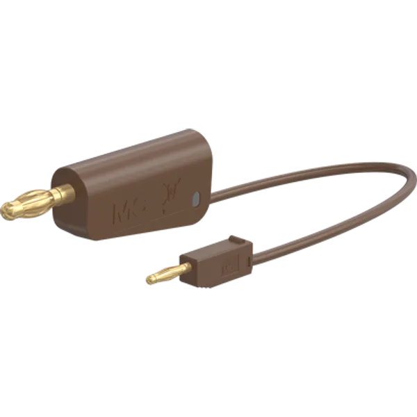 Measuring lead with (2 mm lamella plug, straight) to (4 mm lamella plug, straight), 0.15 m, brown, PVC, 0.5 mm², 64.1060-01527 image 1
