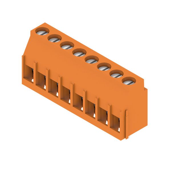 Printed circuit board terminals, 5.08 mm, Number of poles: 8, 90°, Solder pin length (l): 3.2 mm, tinned, orange, Clamping yoke connection, Clamping range, max. : 6 mm², Box image 2