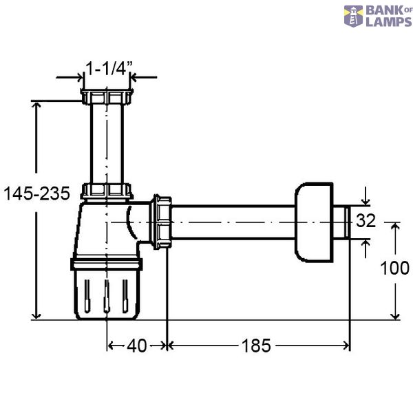 Bottle trap without outlet 11/4"x32, white image 2