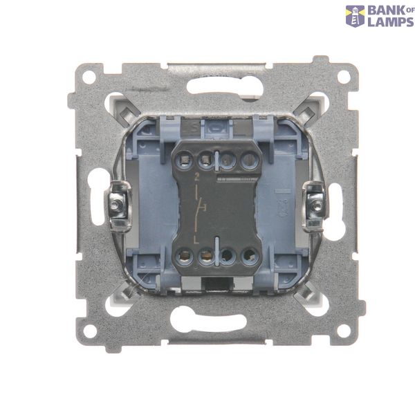 Double intermediate switch with indicator light, LED not replaceable Color: blue, (module), 10AX, quick connection, beige image 1