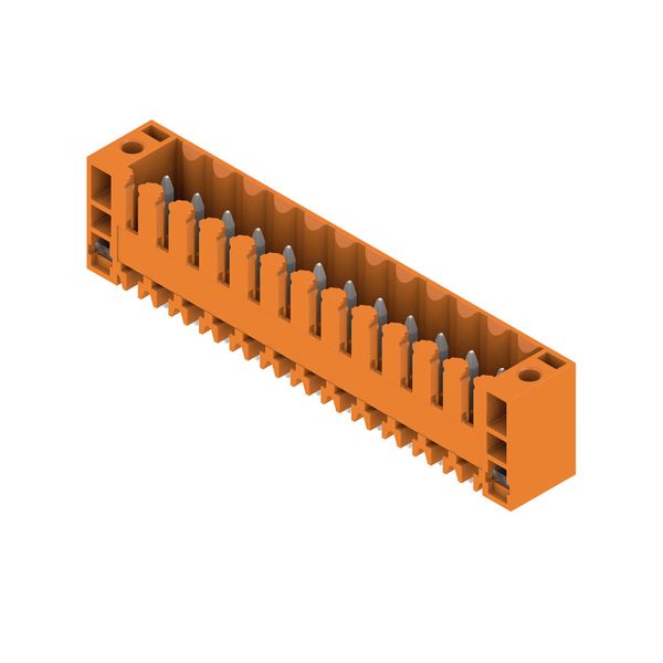 PCB plug-in connector, male header, Flange, THT solder connection, 3.50 mm, Number of poles: 12, 180°, Solder pin length (l): 3.2 mm, tinned, orange, Box image 2