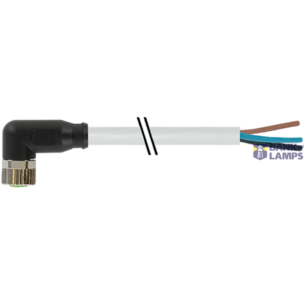 M8 female 90° A-cod. with cable PUR 3x0.25 gy UL/CSA+drag ch. 10m PU = image 1