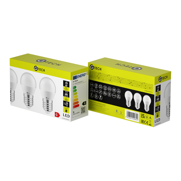 G-TECH LED Bulb E27, B45, 5 W, 400 lm, 4000K, AC220-240V, 200°, package of 3 pcs image 3