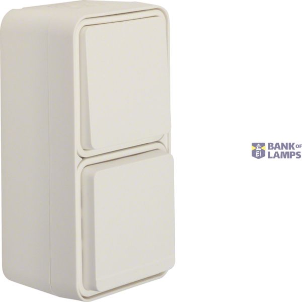 Combination socket + changeover switch with housing, W.1, p.white image 1