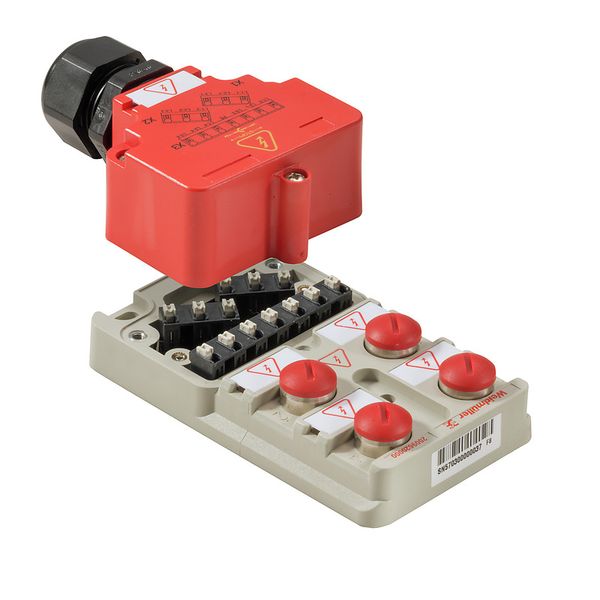 Hood version, M12, 400 V, S-coded, LED: Yes, LED initiator: , Wiring type: image 1