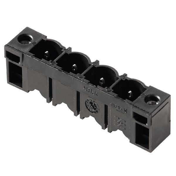 PCB plug-in connector, male header, Flange, THT solder connection, 7.62 mm, Number of poles: 3, 180°, Solder pin length (l): 3.2 mm, tinned, black, Box image 1