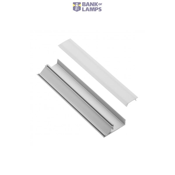 Aluminum profile LED plinth, studded 19mm GLAX silver L=200cm + casing, set. image 1