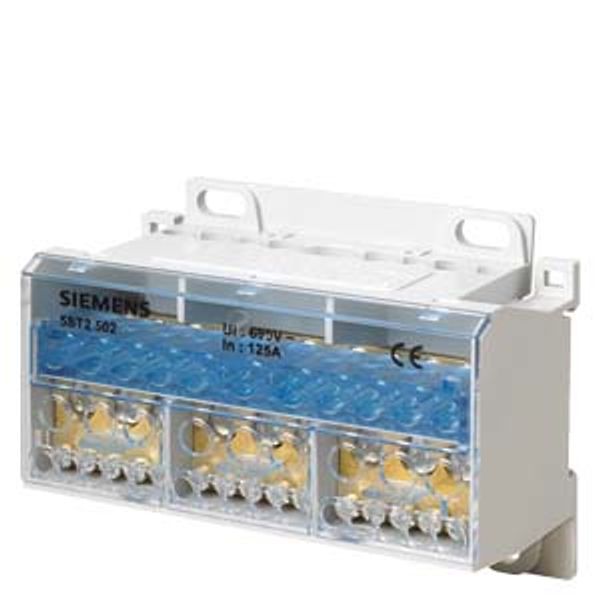 Distribution block 4-pole, 125 A, 690V Input: 1x 25/35 mm2 Output: 4x 16+7x 10 mm2 image 1