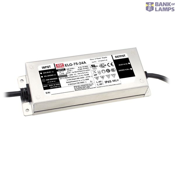 ELG-75-48A-3Y Led driver, IP65 75,6W, 48V, 1,6A CV+CC + PE, MEAN WELL image 1