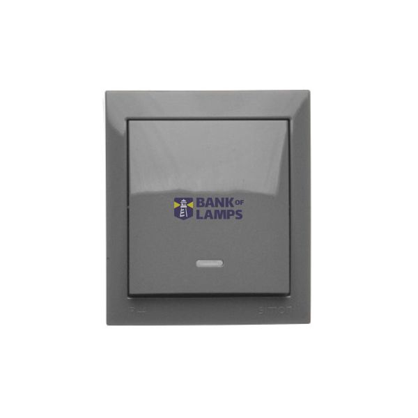 Splash-proof two-way switch with indicator light without pictogram, IP44, 10AX, dark grey image 1