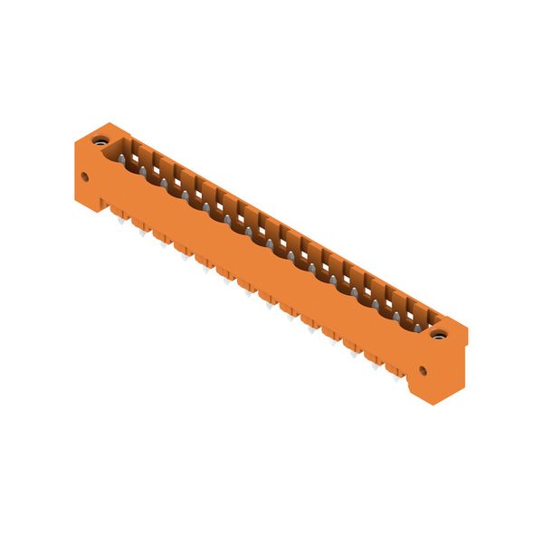 PCB plug-in connector, male header, Flange, THT solder connection, 5.08 mm, Number of poles: 15, 180°, Solder pin length (l): 3.2 mm, tinned, orange, Box image 2