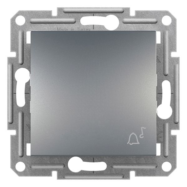 Asfora - 1pole pushbutton "bell", screwless terminals, wo frame, steel image 1