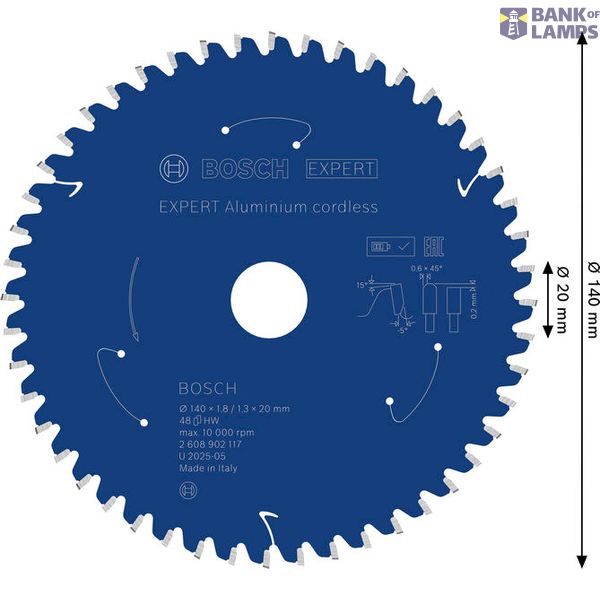 Expert for Aluminium Circular Saw Blade for Cordless Saws 140x1.8/1.3x20 T48 image 2