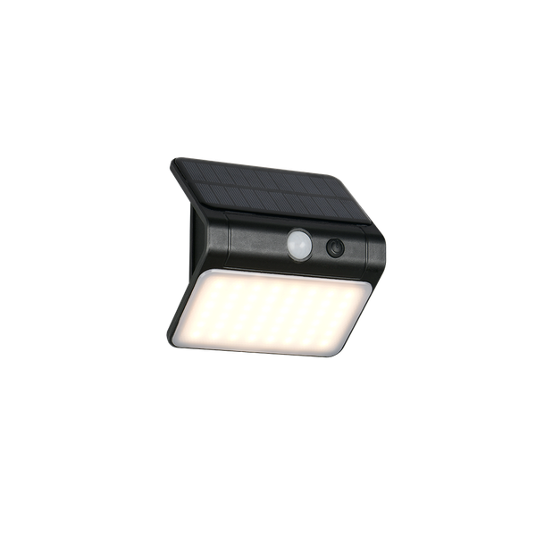 Olinda hybrid solar LED wall lamp black rechargeable motion+dusk sensor 4000K image 1