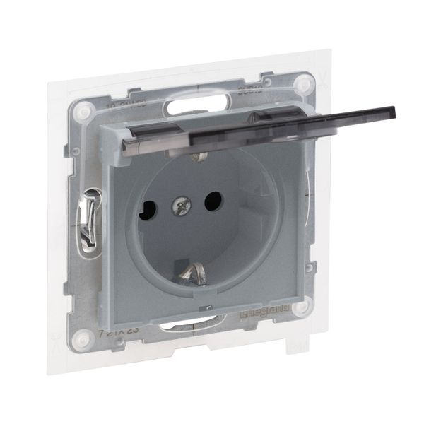 IP 44 2P+E SOCKET SCHUKO STANDARD AUTO TERMINALS SHUTTERED ALUMINIUM image 1