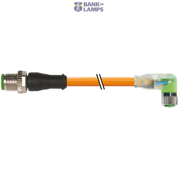 M12 male 0° / M8 female 90° A-cod. LED PUR 3x0.34 or 4m image 2