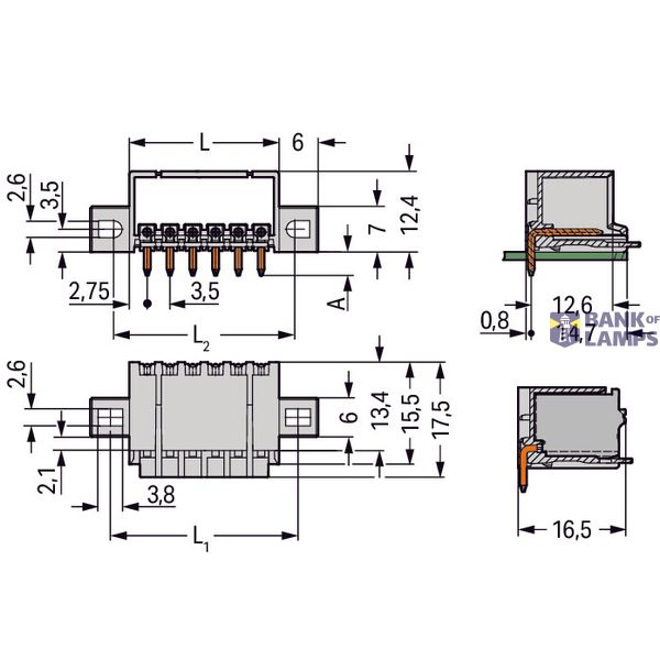 THR male header;1.0 mm Ø solder pin;angled;light gray image 3