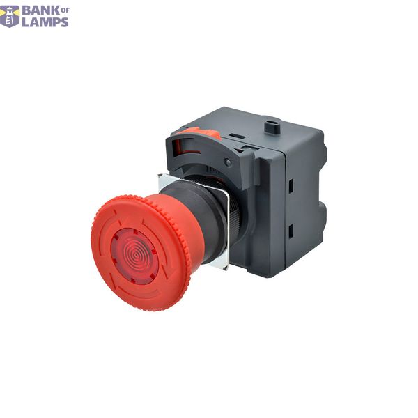 Emergency stop switch, Push-in, 24 VAC/DC illuminated, 40 mm dia, push-lock/turn-reset, 4 NC A22E0192B image 1