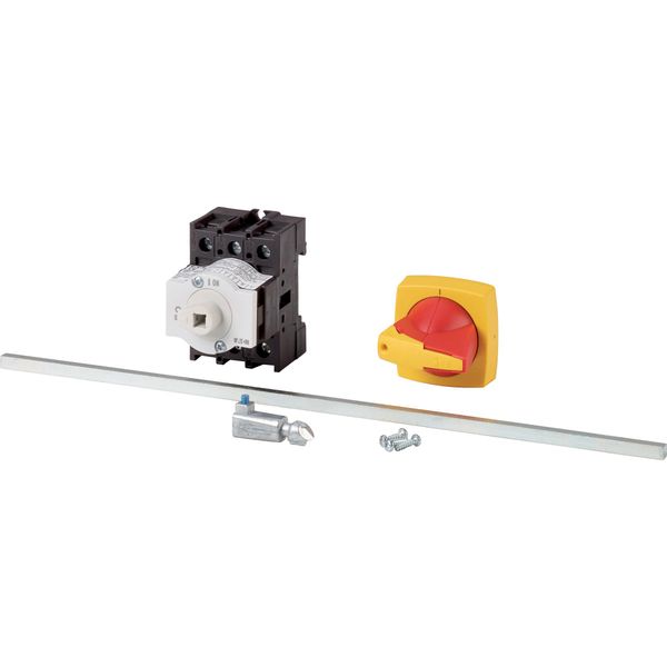 Main switch, P1, 25 A, rear mounting, 3 pole, Emergency switching off function, Lockable in the 0 (Off) position, With metal shaft for a control panel image 3