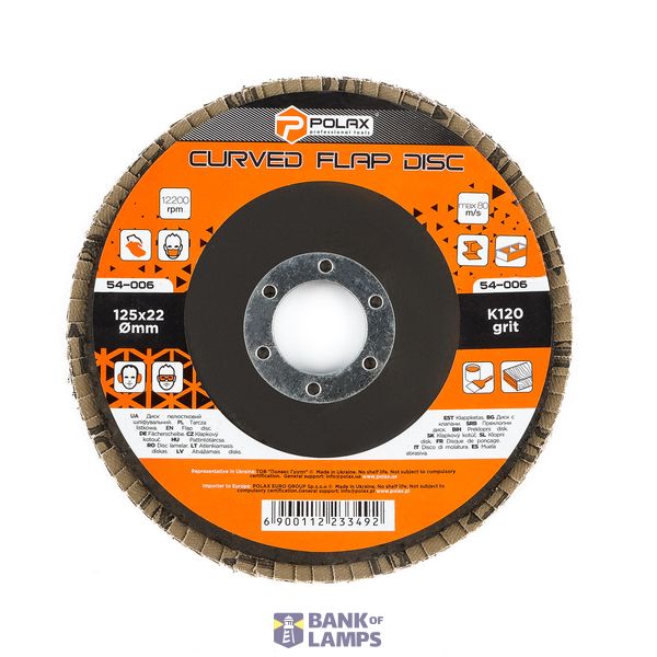 Curved Flap disc 125 * 22мм Abrasive grit K120 image 1