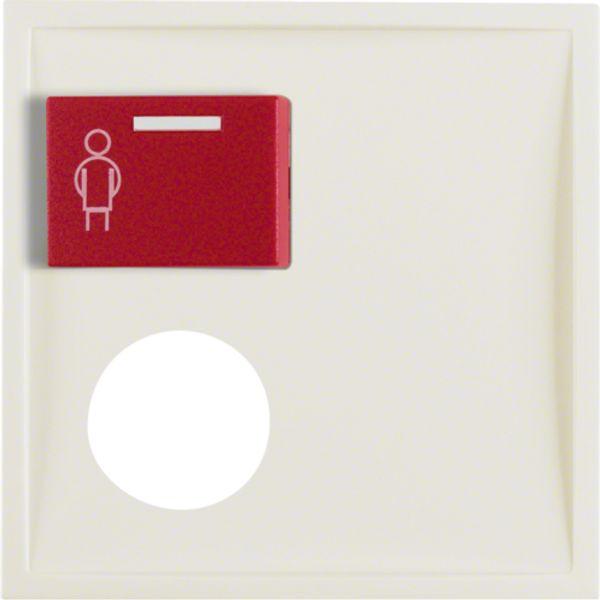 Central part with red call button on top and place for auxiliary plug-in connector, Berker S.1, cream, gloss image 1