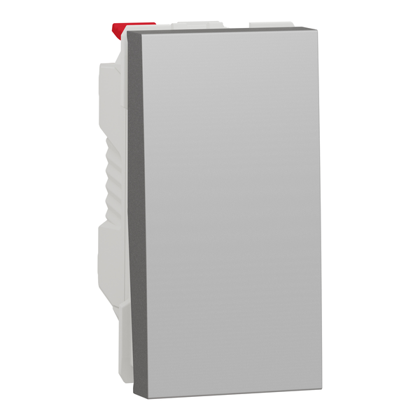 Switch, New Unica, 1-pole 1-way, 10AX, 1 module, screwless terminals, painted, IP4X, aluminium image 1