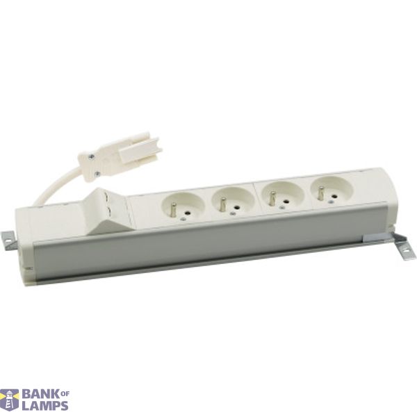 Standard power strip set: 4x250V type E + 2xRJ45 plate with Keystone mounting, Wieland quick connector; aluminum white image 1