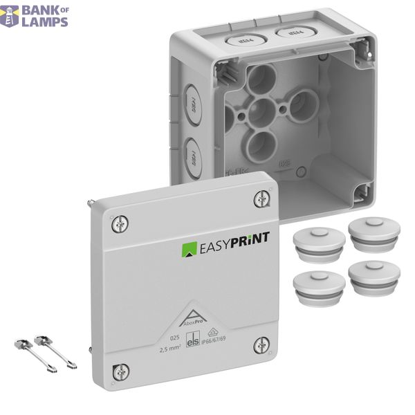 Junction box, Type of protection IP66/IP67/IP69, max. 2,5², IK09, Protection class II, Ui 1000V AC, Ui 1000V DC, DLG, DNV, VDE, Halogen free Abox Pro 025-L EasyPrint image 1