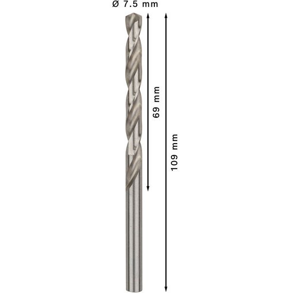 Metal drill bits HSS-G, DIN 338 7,5 x 69 x 109 mm 10 pcs. image 1