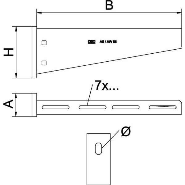 AW 55 21 A2 Wall and support bracket with welded head plate B210mm image 2