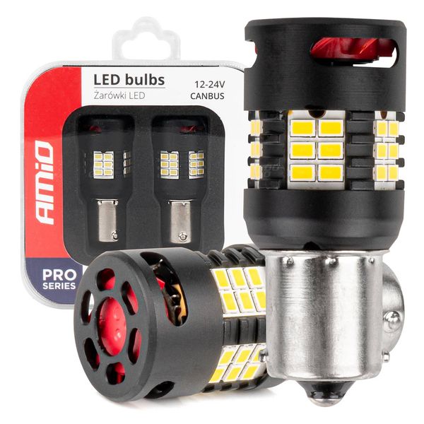 LED BUBLS CANBUS PRO series 1156 BA15S P21W R10W R5W 24x3020 SMD FAN White 12V/24V AMIO-03721 image 1