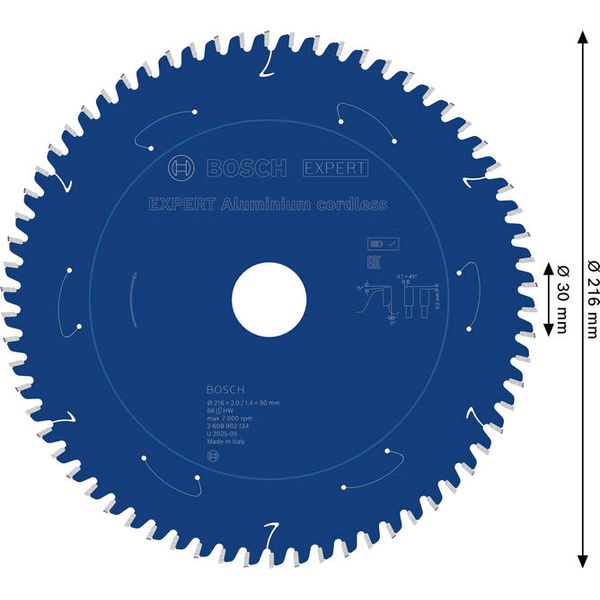 Expert for Aluminium Circular Saw Blade for Cordless Saws 216x2/1.4x30 T66 image 1