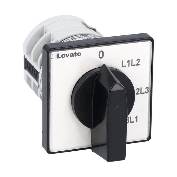Rotary cam switch 7GN series, voltmeter switch for phase-phase voltages 20A, for front mounting with black handle, front plate 48X48mm image 1