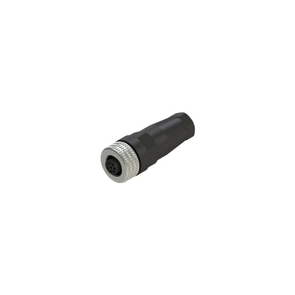 Field wireable M12 female connector, 4 poles, straight, for multipolar cables image 1