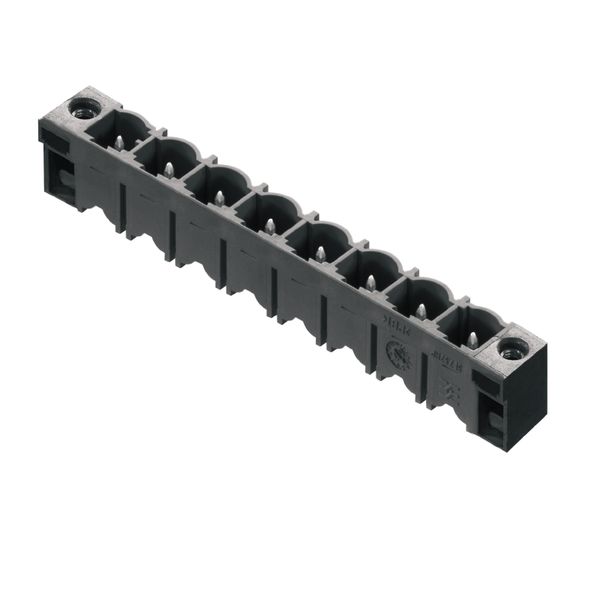 PCB plug-in connector, male header, Flange, THT solder connection, 7.62 mm, Number of poles: 8, 180°, Solder pin length (l): 3.2 mm, tinned, black, Box image 1