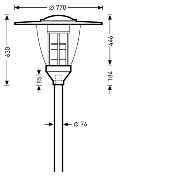 Post-top luminaires 987 CLO (normal) Reflector Black ET 25W 1800lm symmetric wide (SB) IP23 IK04 3 SDCM 6520440 image 1