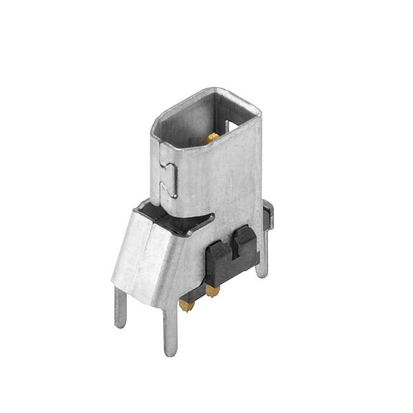 PCB plug-in connector, SPE (Single Pair Ethernet), Clip-on flange, THT/THR solder connection, 1.80 mm, Number of poles: 2, 180°, Solder pin length (l): 2.1 mm, Ni/Au, silver, Tape image 1