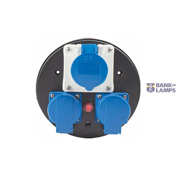 Camping-CEE-plug insert 230V with 2x safety socket outlets, 1x CEE 230V/16A compl. with thermal protection and ring seal image 1