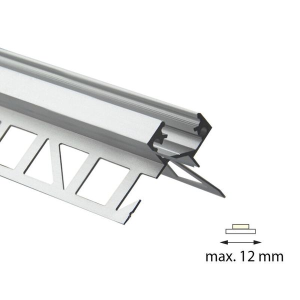 Aluminum profile for tiles and paving DE 38x28 mm Whitey diffusion 2 m image 1