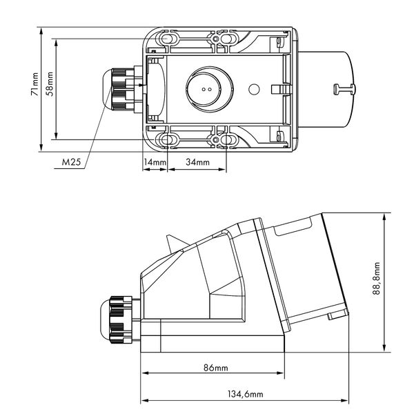 CEE-Wall mounted plug, 5-pole, 32A, 400V, IP44 image 4