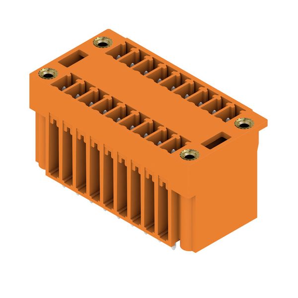 PCB plug-in connector, male header, Flange, THT solder connection, 3.81 mm, Number of poles: 18, 180°, Solder pin length (l): 3.2 mm, tinned, orange, Box image 2