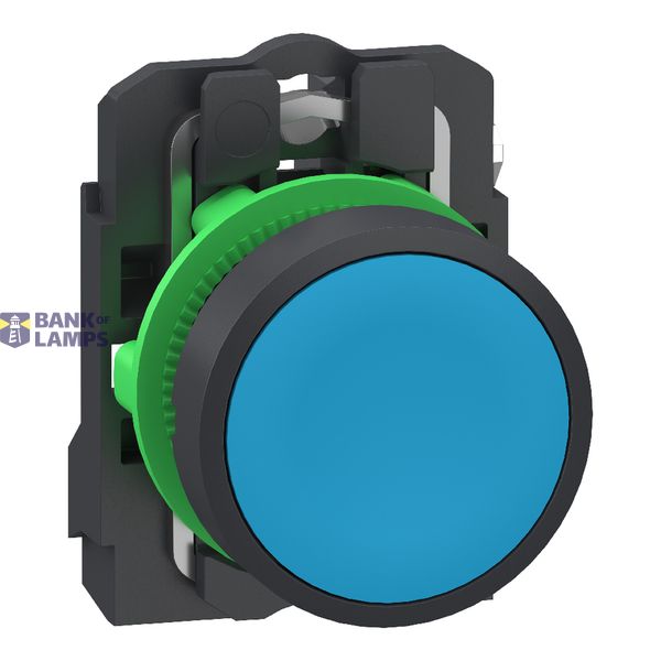 Plastic PB blue flush 1 NO Push-in image 1