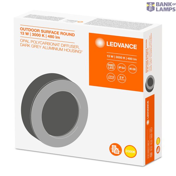 OUTDOOR SURFACE ROUND 13 W 3000 K IP54 GY image 2