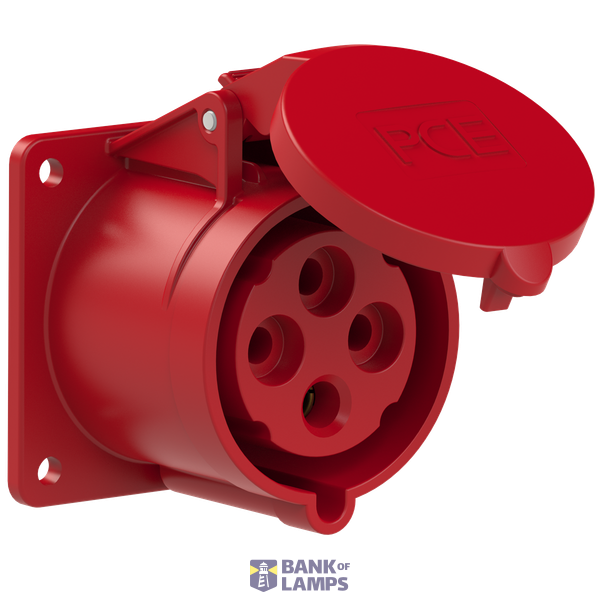 Straight panel socket 32A 4P 6h IP44 image 1