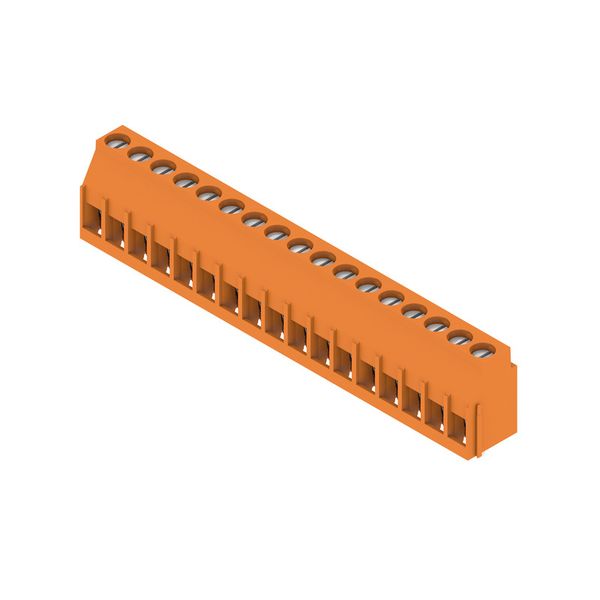 Printed circuit board terminals, 5.08 mm, Number of poles: 17, 90°, Solder pin length (l): 3.2 mm, tinned, orange, Clamping yoke connection, Clamping range, max. : 6 mm², Box image 5
