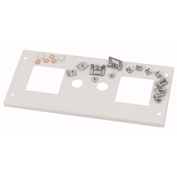 XME0604CM Front cover, +mounting kit, for meter 2x72 +2S, HxW=150x425mm, grey image 1