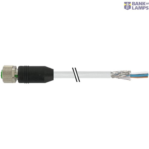 M12 female 0° A-cod. with cable shielded PUR 5x0.34 gy 45m image 1