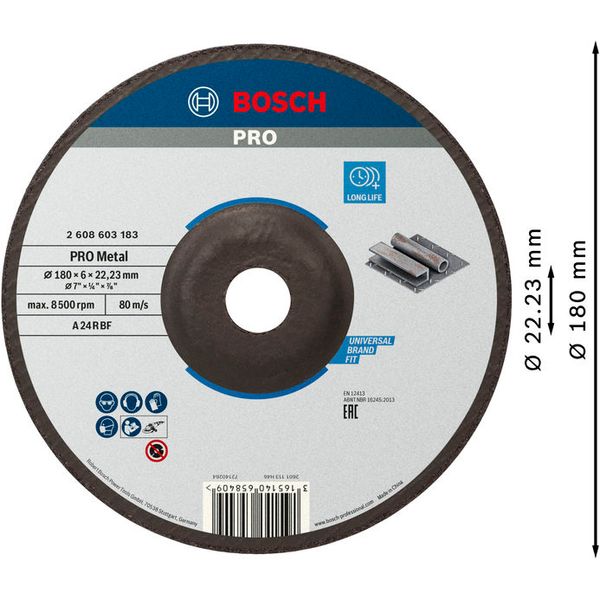 Standard for Metal grinding disc with depressed centre A 24 P BF, 180 mm, 22,23 mm, 6,0 mm image 2